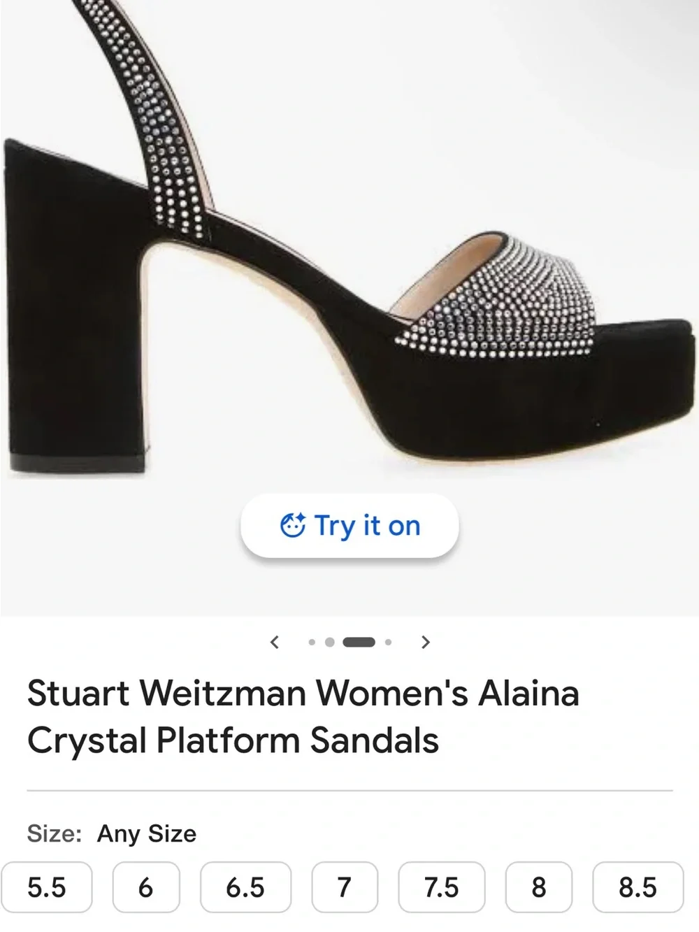 Stuart Weitzman Black Crystal Embellished Platform Sandals